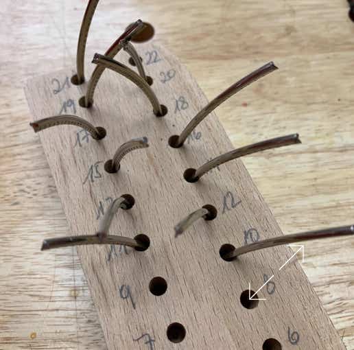 Gebohrte und nummerierte Hilfe um Bundstäbe zu ordnen