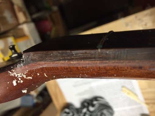 Detailaufnahme vom entfernten Lack